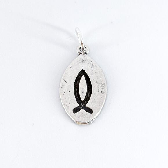 Sterling Silver Christian Ichthys Fish Pendant | Vintage Religious Charm Jewelry - Picture 2 of 12